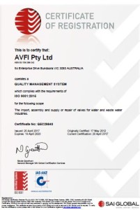 AVFI's Quality Management System ISO 9001:2015 Certificate